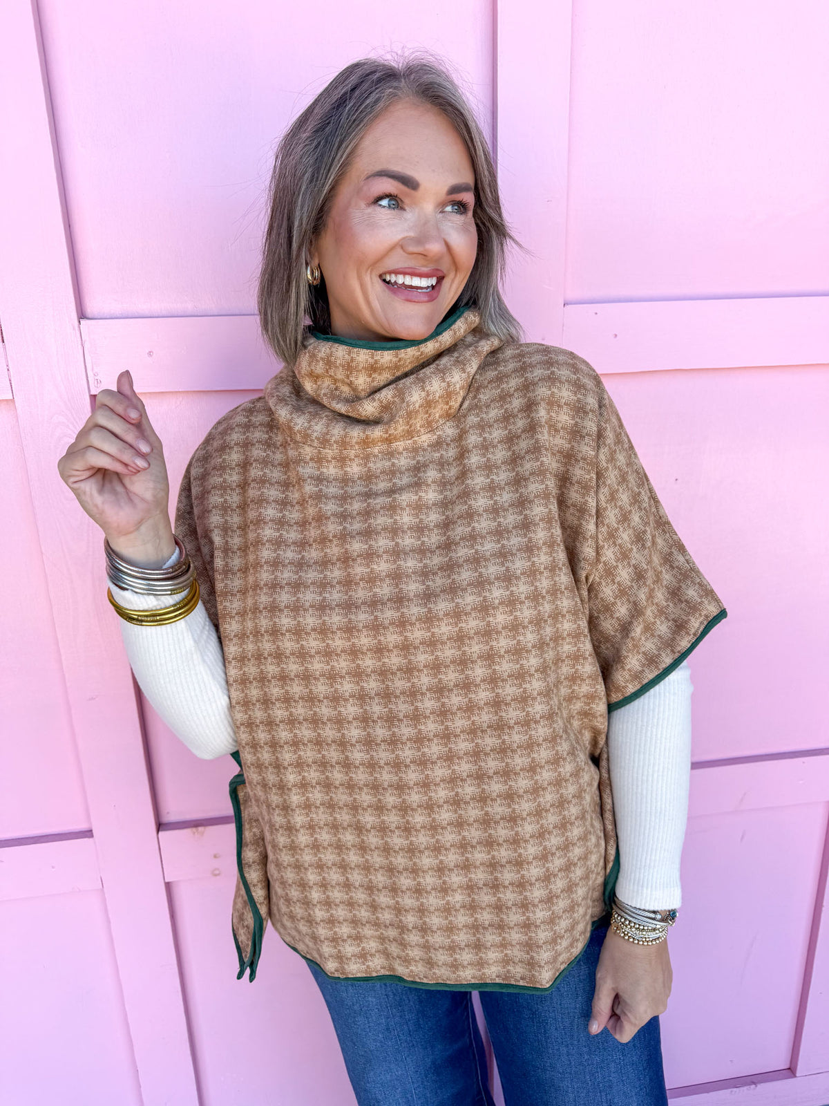 Hint of Houndstooth Poncho