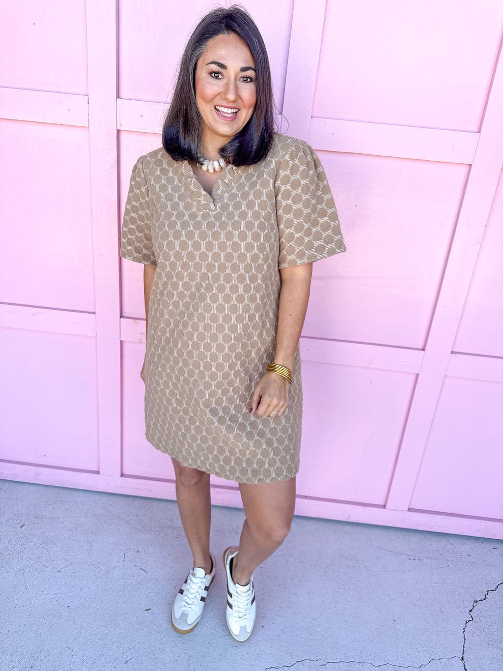 Little Details Polka Dot Dress - Mocha
