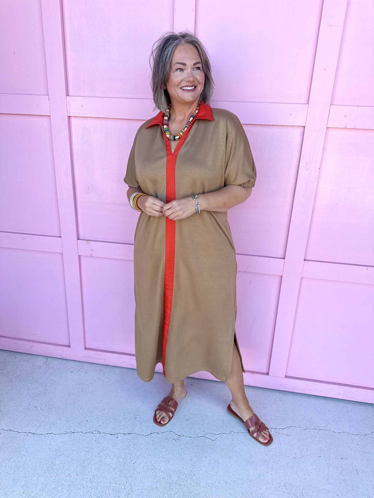 Sweet Moments Dress - Taupe
