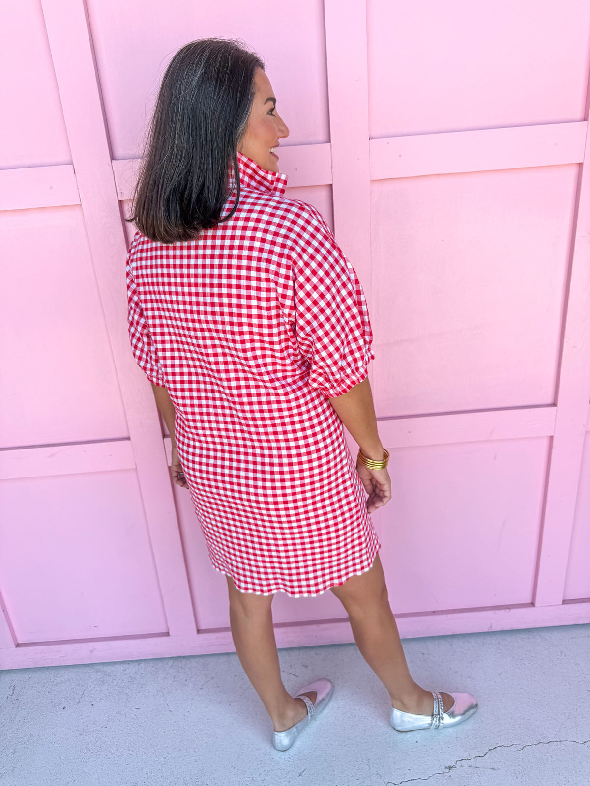ADRIENNE | Charlotte Dress – Red Seer Gingham