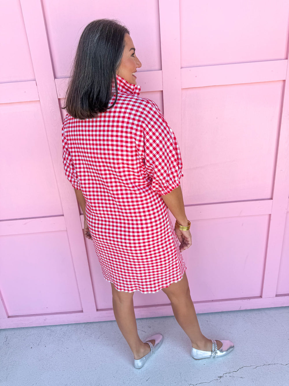 ADRIENNE | Charlotte Dress – Red Seer Gingham
