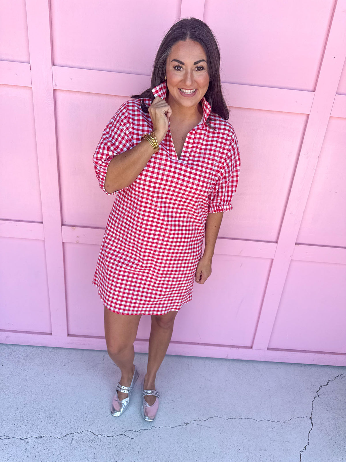 ADRIENNE | Charlotte Dress – Red Seer Gingham