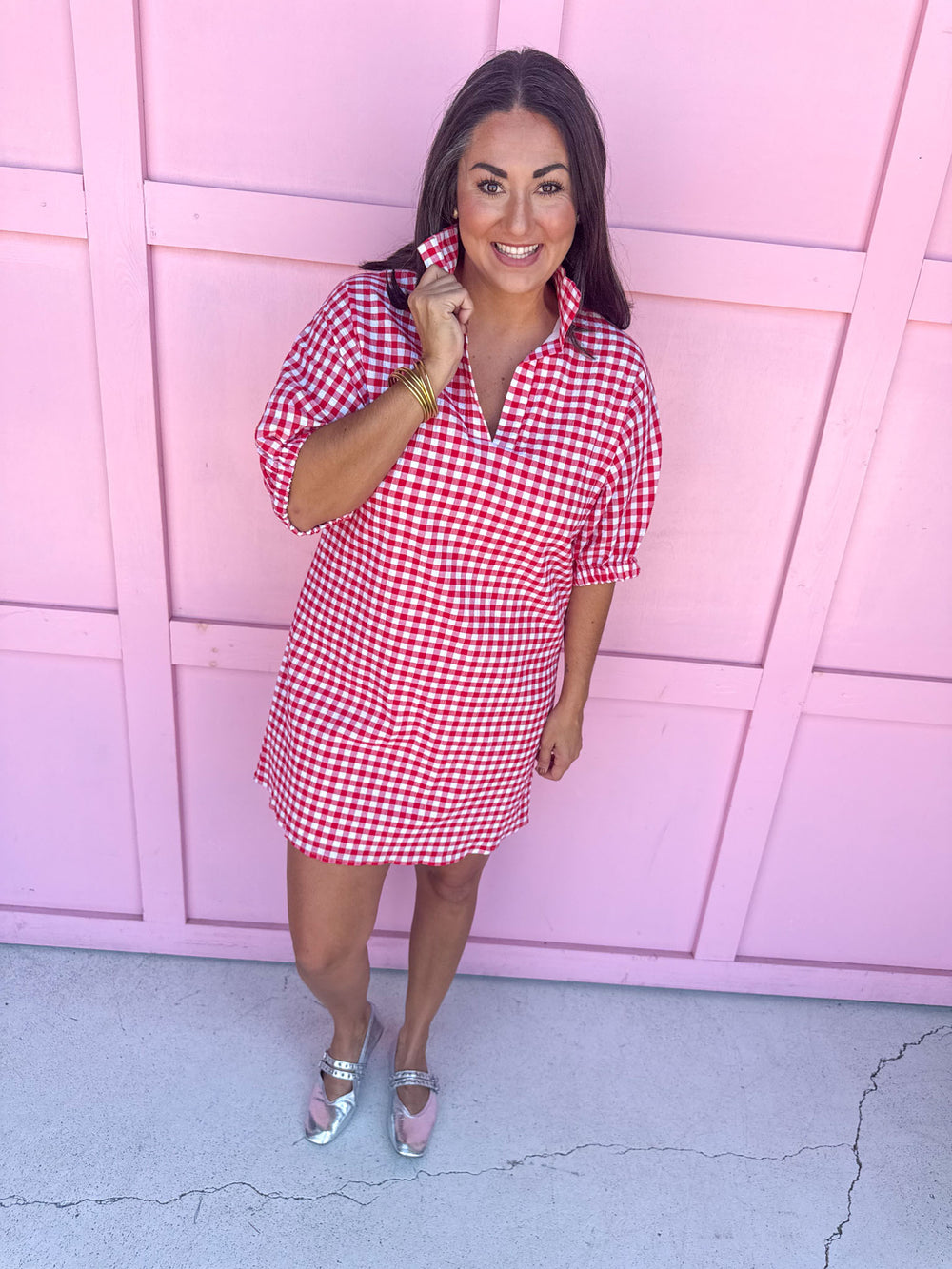 ADRIENNE | Charlotte Dress – Red Seer Gingham