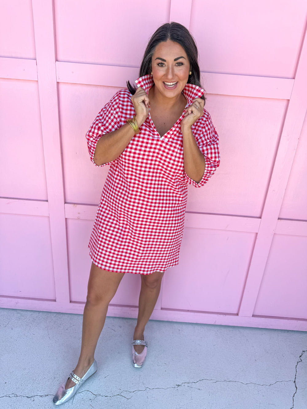 ADRIENNE | Charlotte Dress – Red Seer Gingham