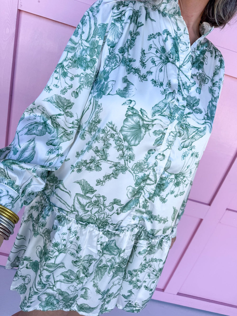 Jincy's Boutique Women's Fall Floral hunter green floral mini dress