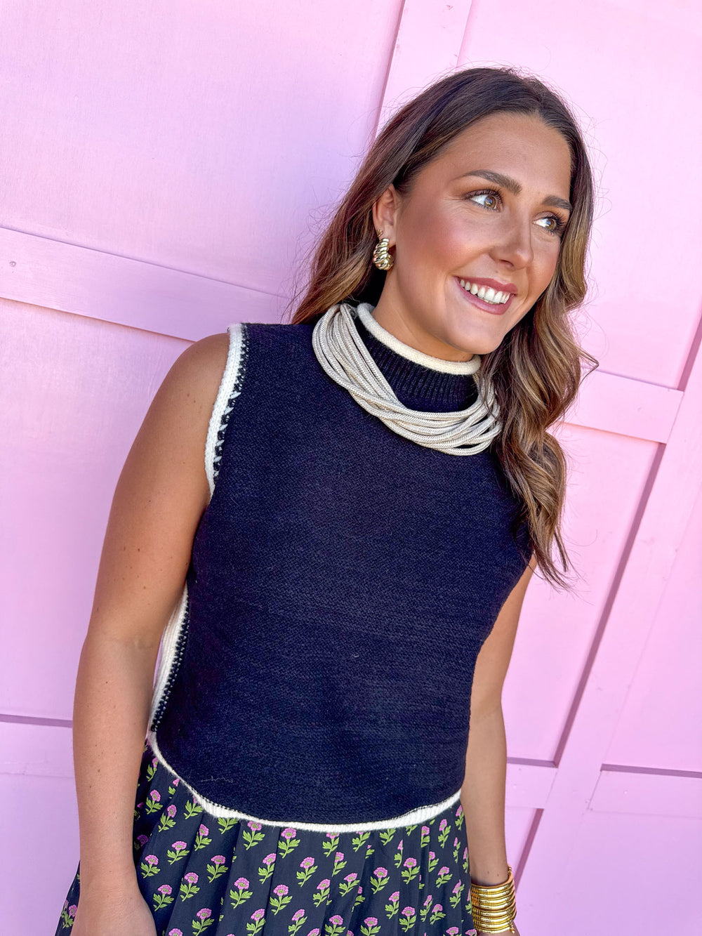 womens boutique top mock neck knit sleeveless jincy's