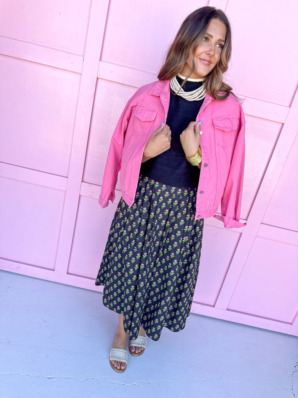 Jincy's Boutique Women's Layering Pink Jean Jacket