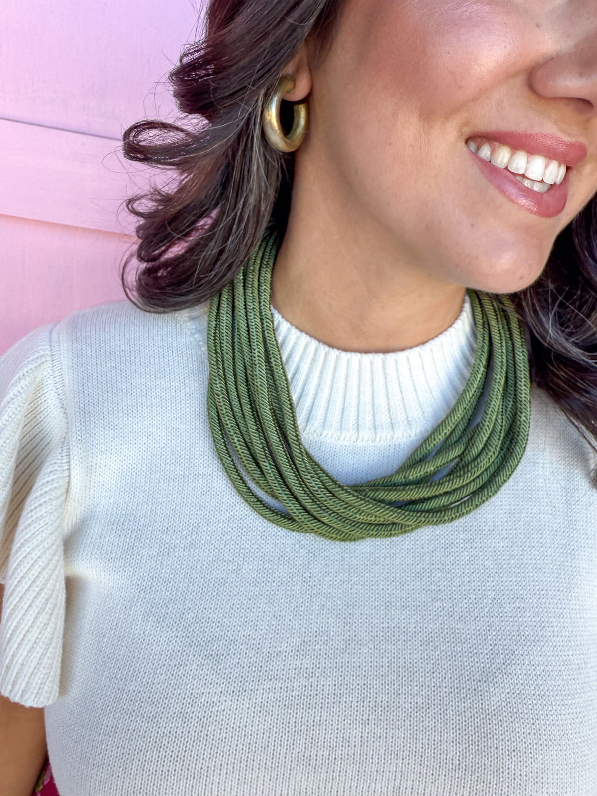 Slub Necklace rope necklace sage green Women's boutique Jincy's 