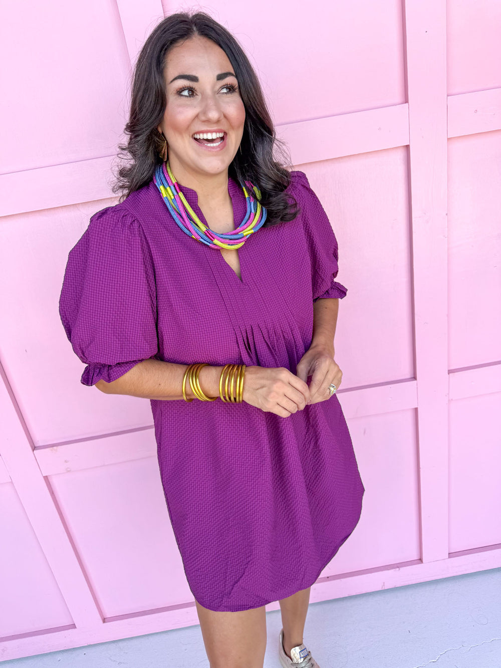 midi length berry v neck waffle material womens boutique Jincy's