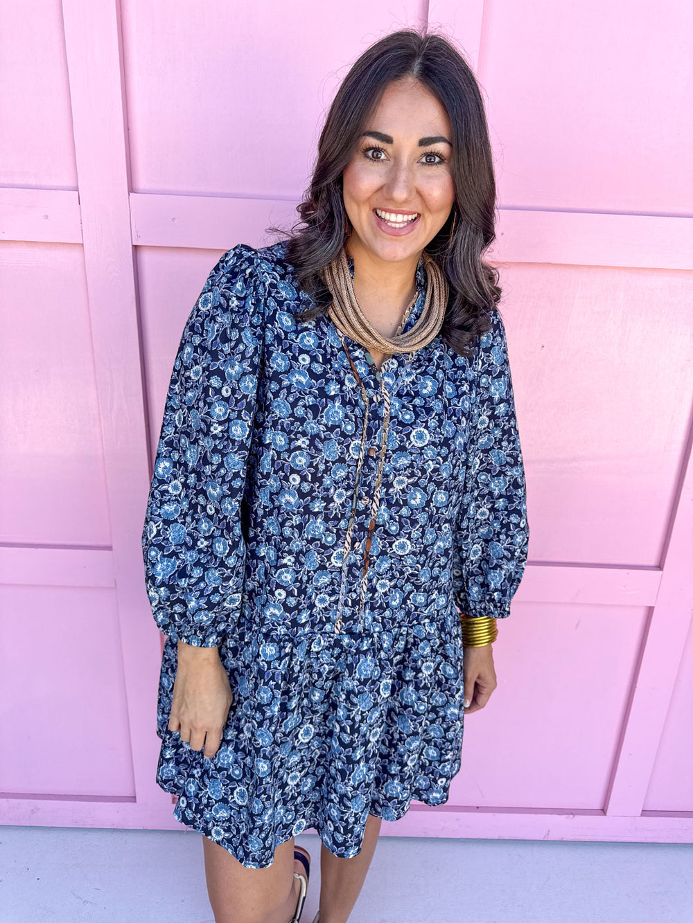 womens boutique dress mini length navy floral print button front lined jincy's