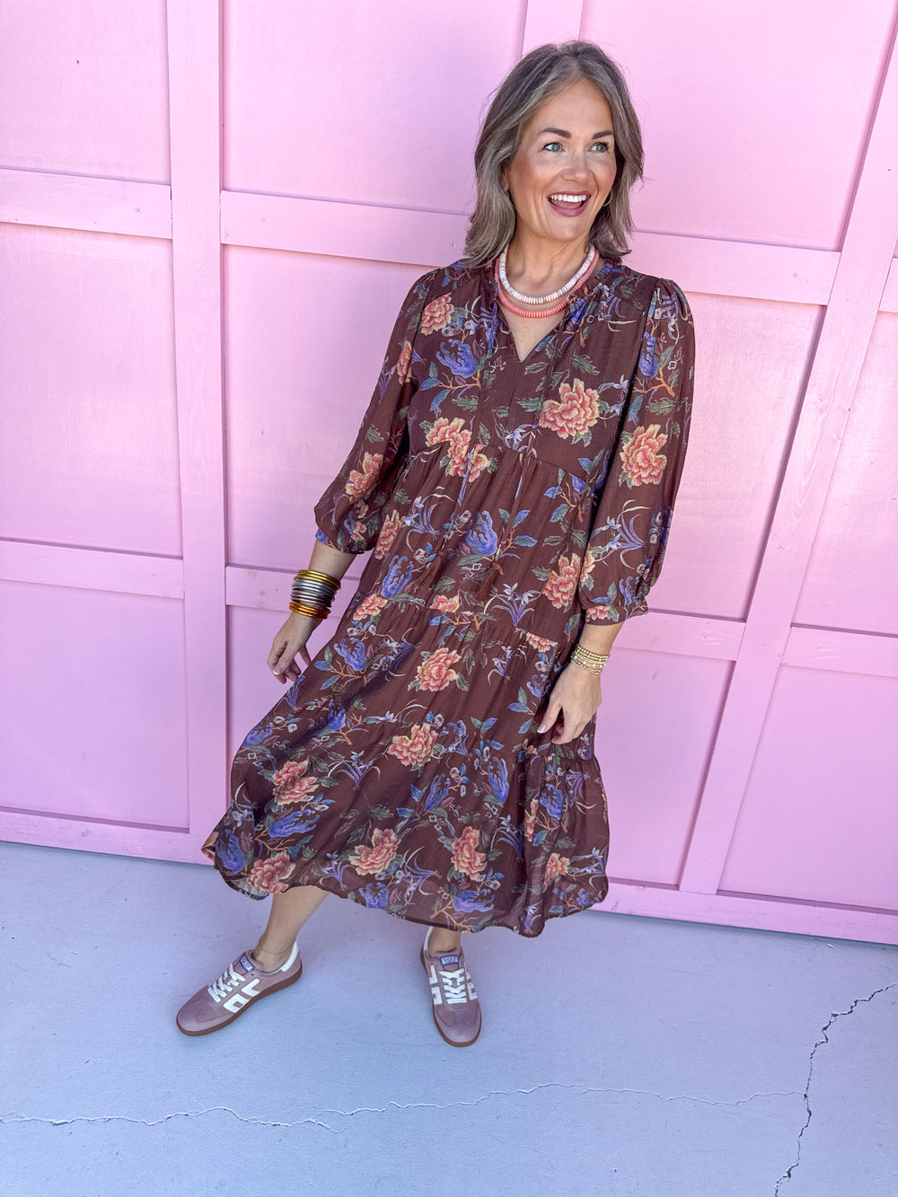 womens boutique fall styles midi length fall colors 3/4 length sleeves jincy's