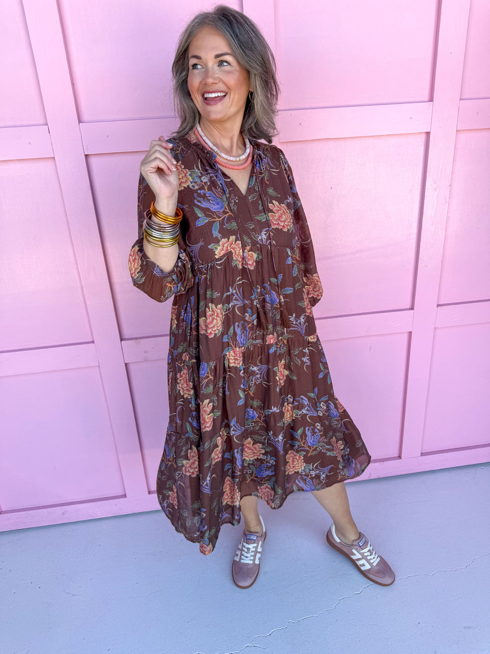 womens boutique fall styles midi length fall colors 3/4 length sleeves jincy's