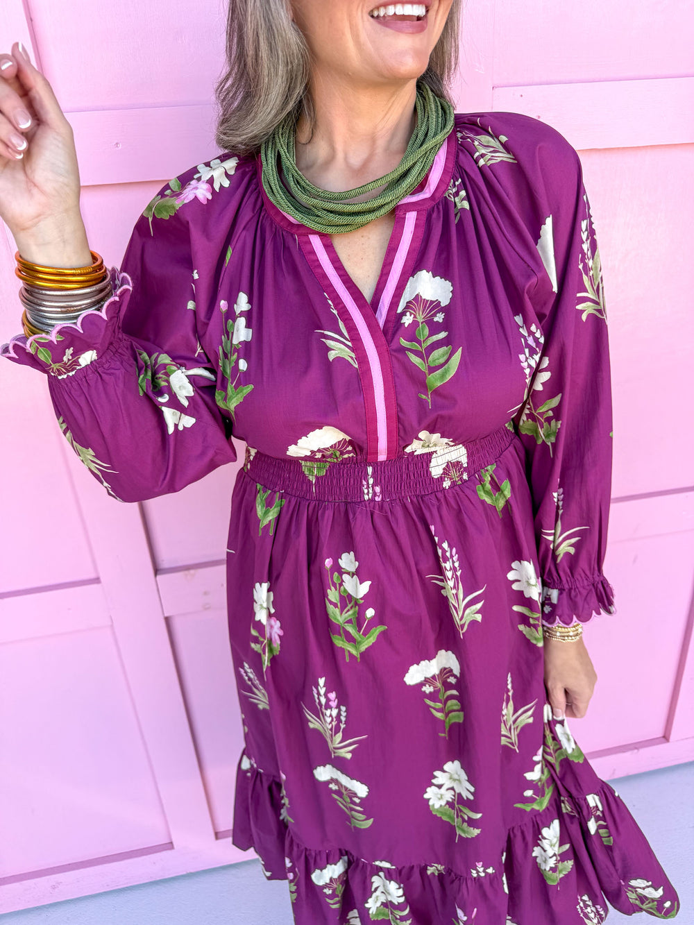 fall styles womens boutique midi length plum floral print jincy's