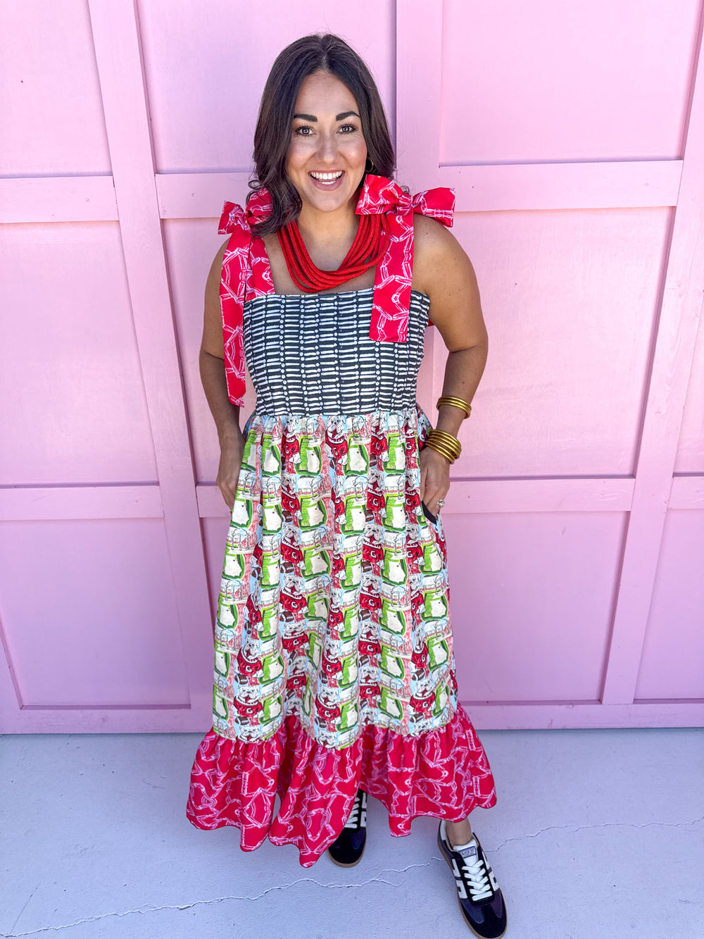 uga bow maxi dress womens boutique  gameday artwork jincy's