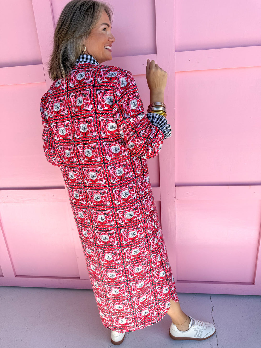 Bulldog Block Pattern Dress