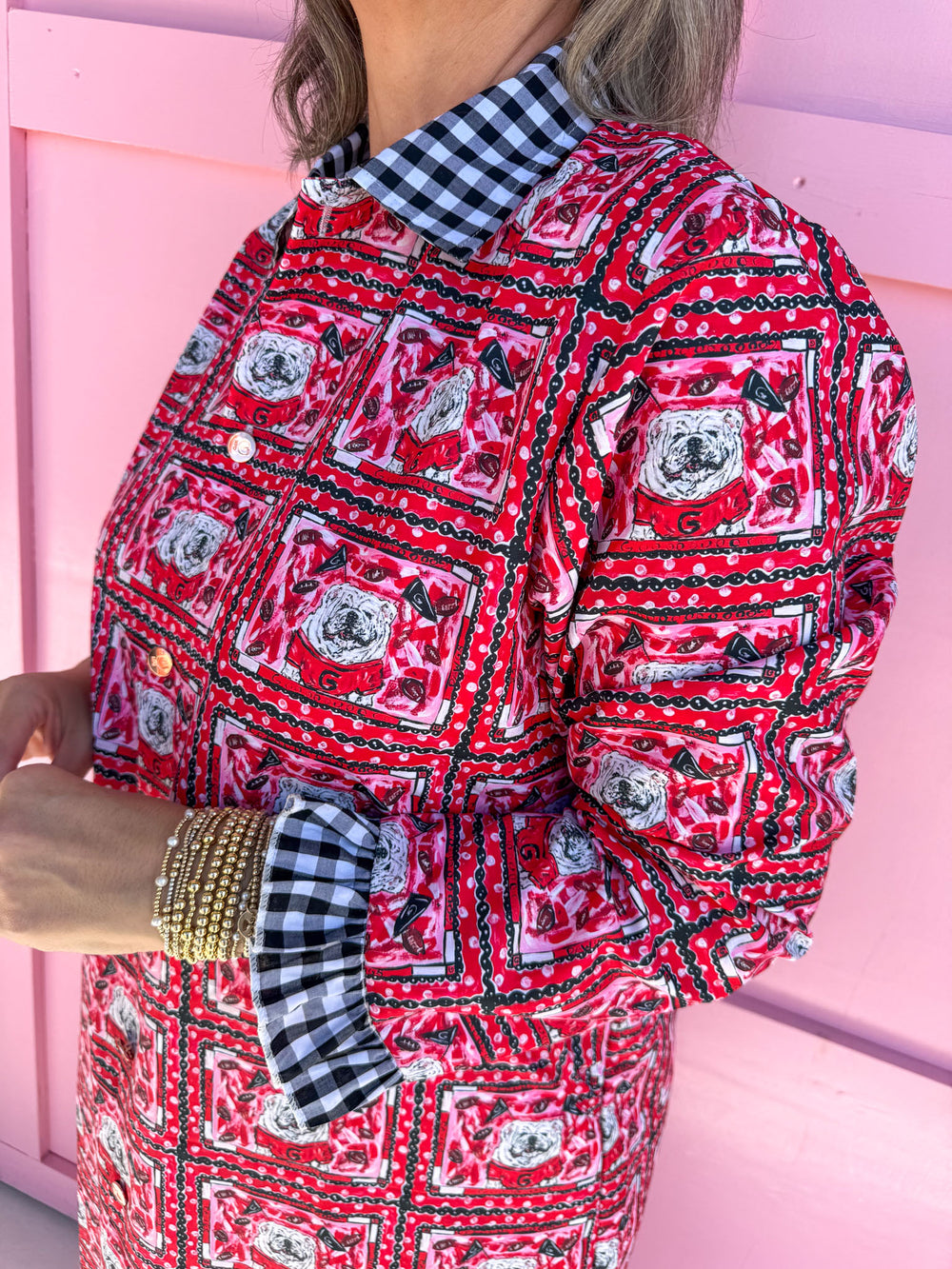 Bulldog Block Pattern Dress