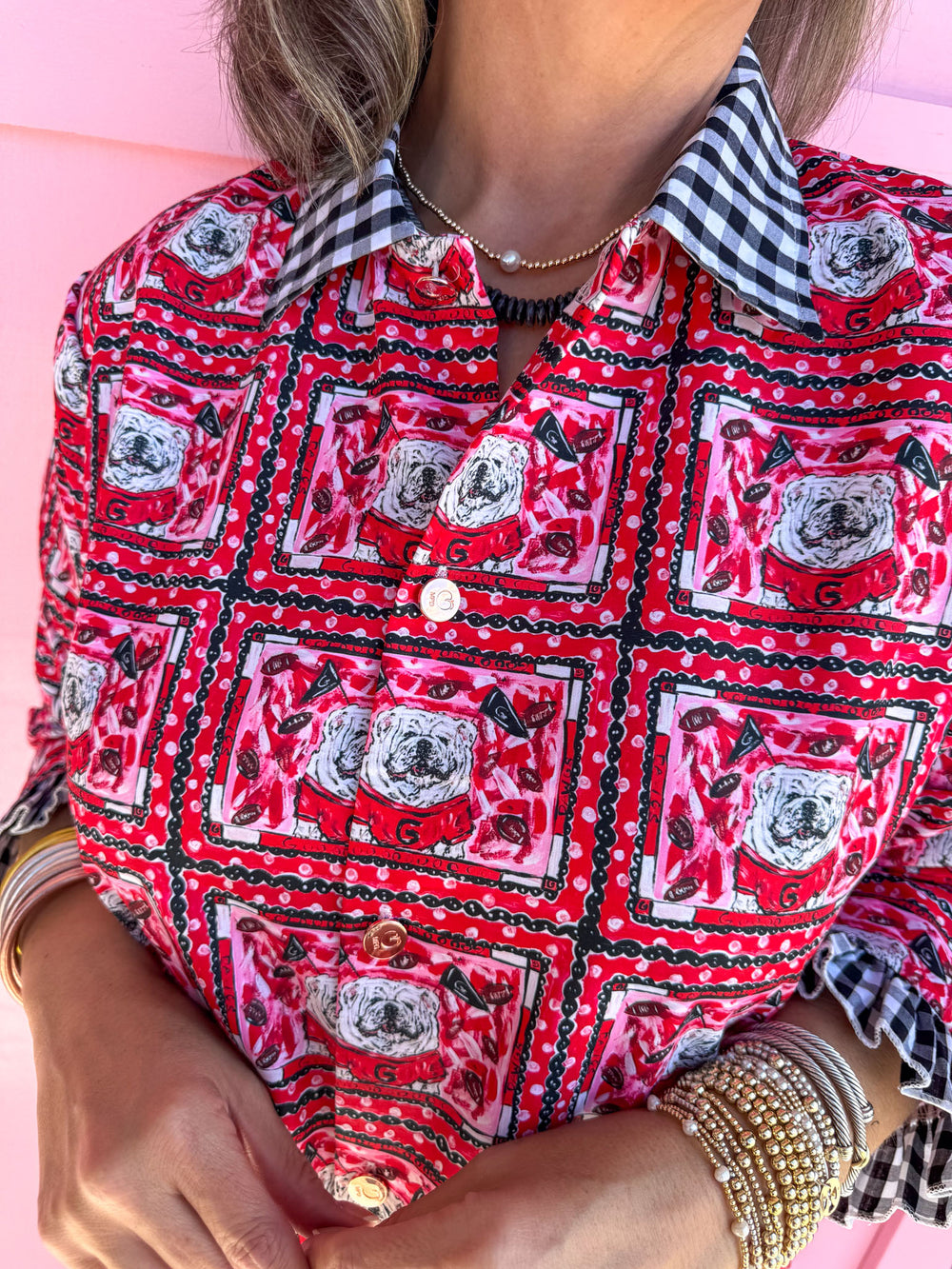 Bulldog Block Pattern Dress