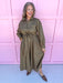 womens boutique dress solid olive button front long sleeves midi length has pockets jincy's