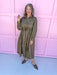 womens boutique dress solid olive button front long sleeves midi length has pockets jincy's