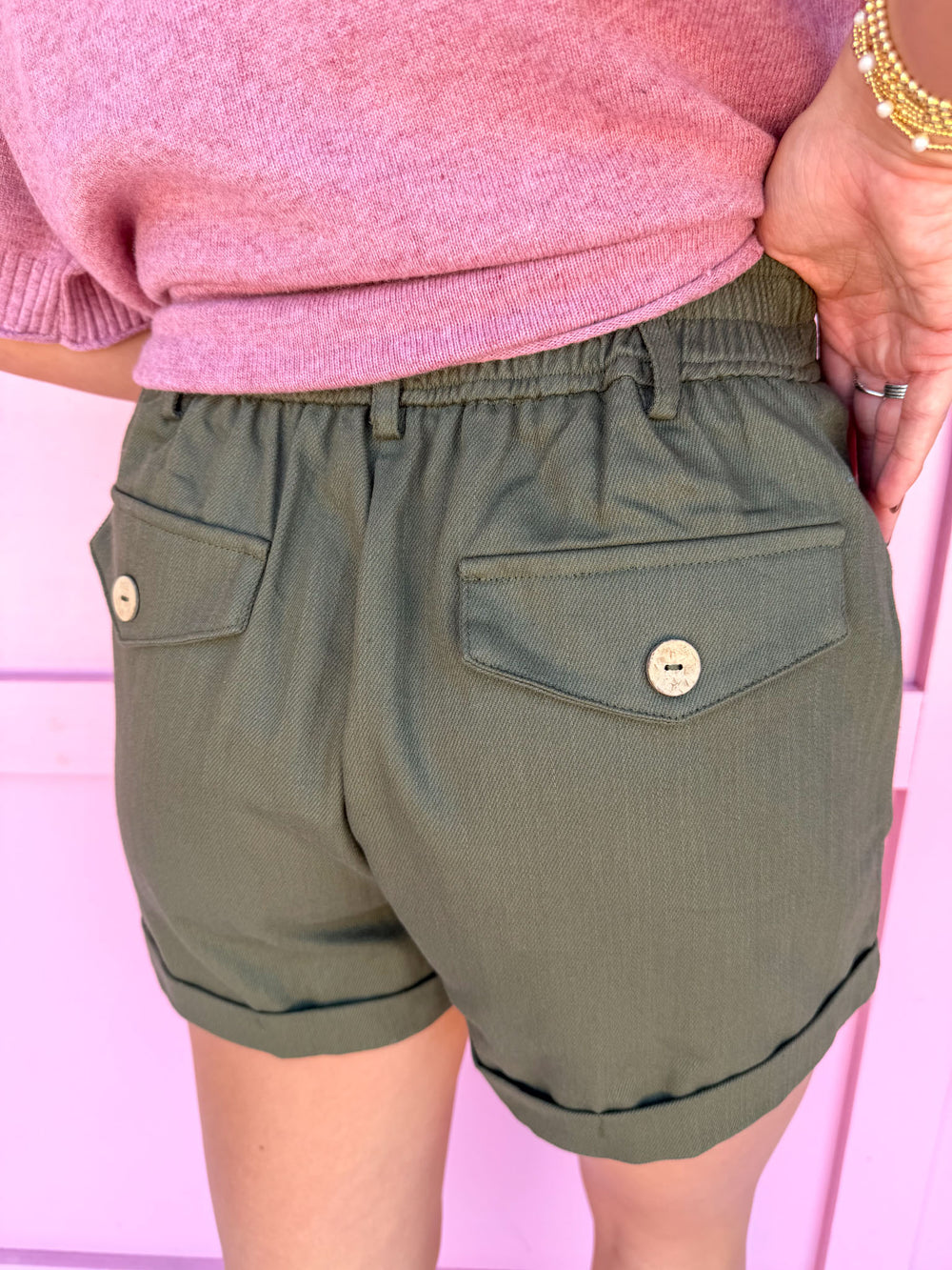 womens boutique shorts olive pockets jincy's