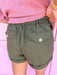 womens boutique shorts olive pockets jincy's