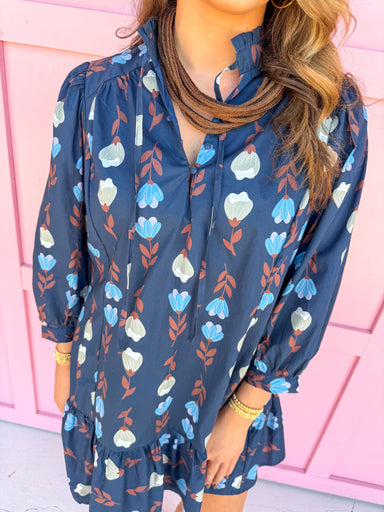 womens boutique dress floral fall colors mini length buttons jincy's