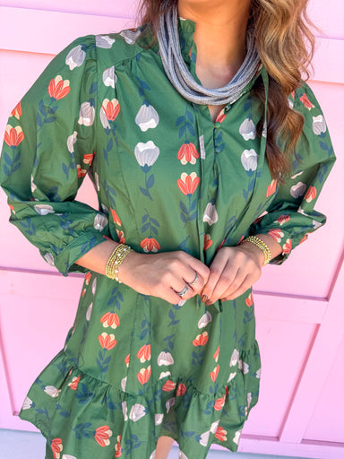 womens boutique dress floral fall colors mini length buttons jincy's