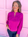 womens boutique long sleeve magenta v neck ruffle collar jincy's 