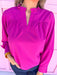 womens boutique long sleeve magenta v neck ruffle collar jincy's 