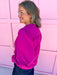womens boutique long sleeve magenta v neck ruffle collar jincy's 