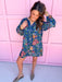 womens boutique dress floral pattern midi length has pockets long sleeve plus size jincy's