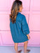 womens boutique dress tiered button front mini length teal jincy's