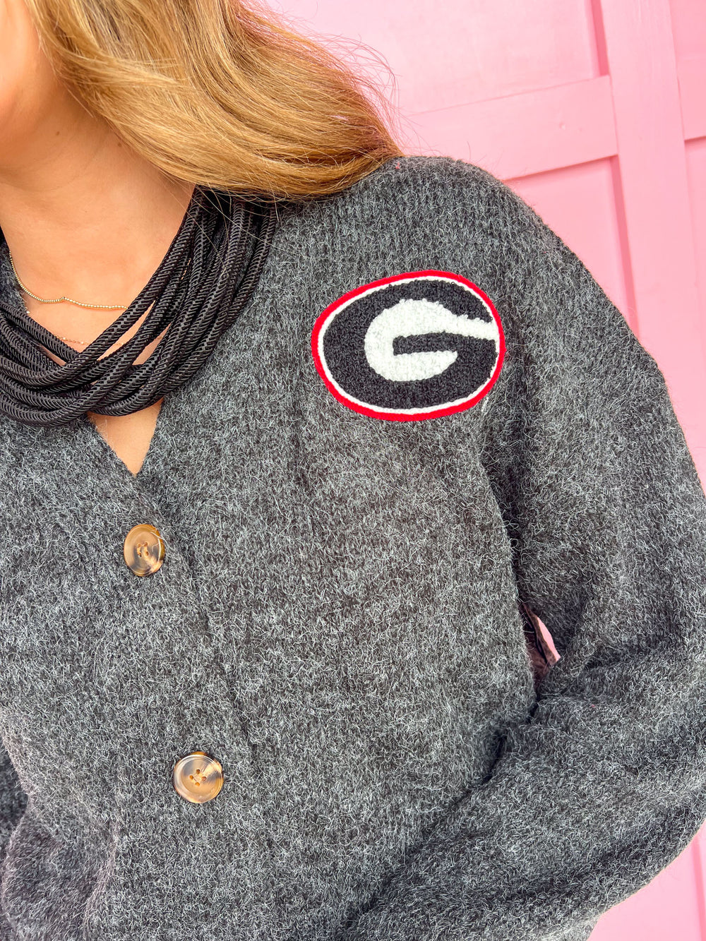 Georgia® Black Chenille Cardigan