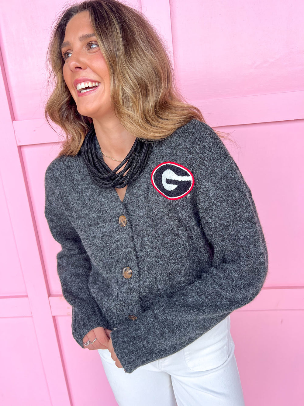 Georgia® Black Chenille Cardigan