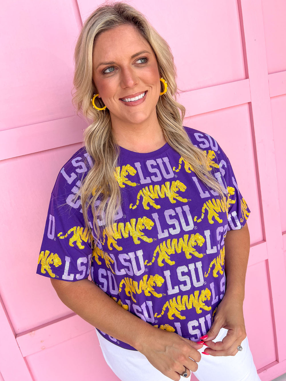 Stewart Simmons | Sequin Repeat Tee - LSU®