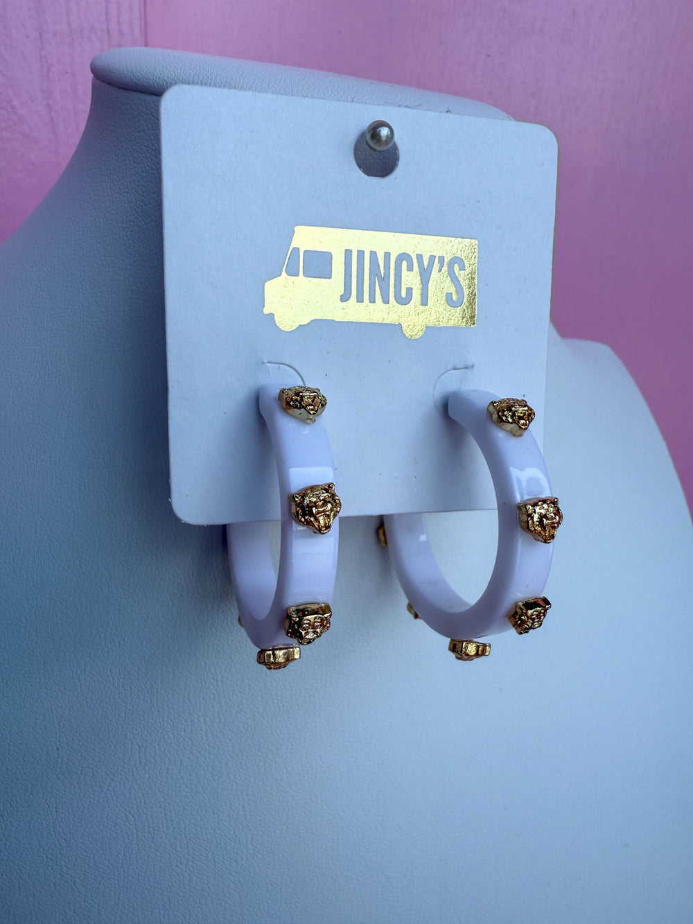 White Acrylic Tiger Hoop