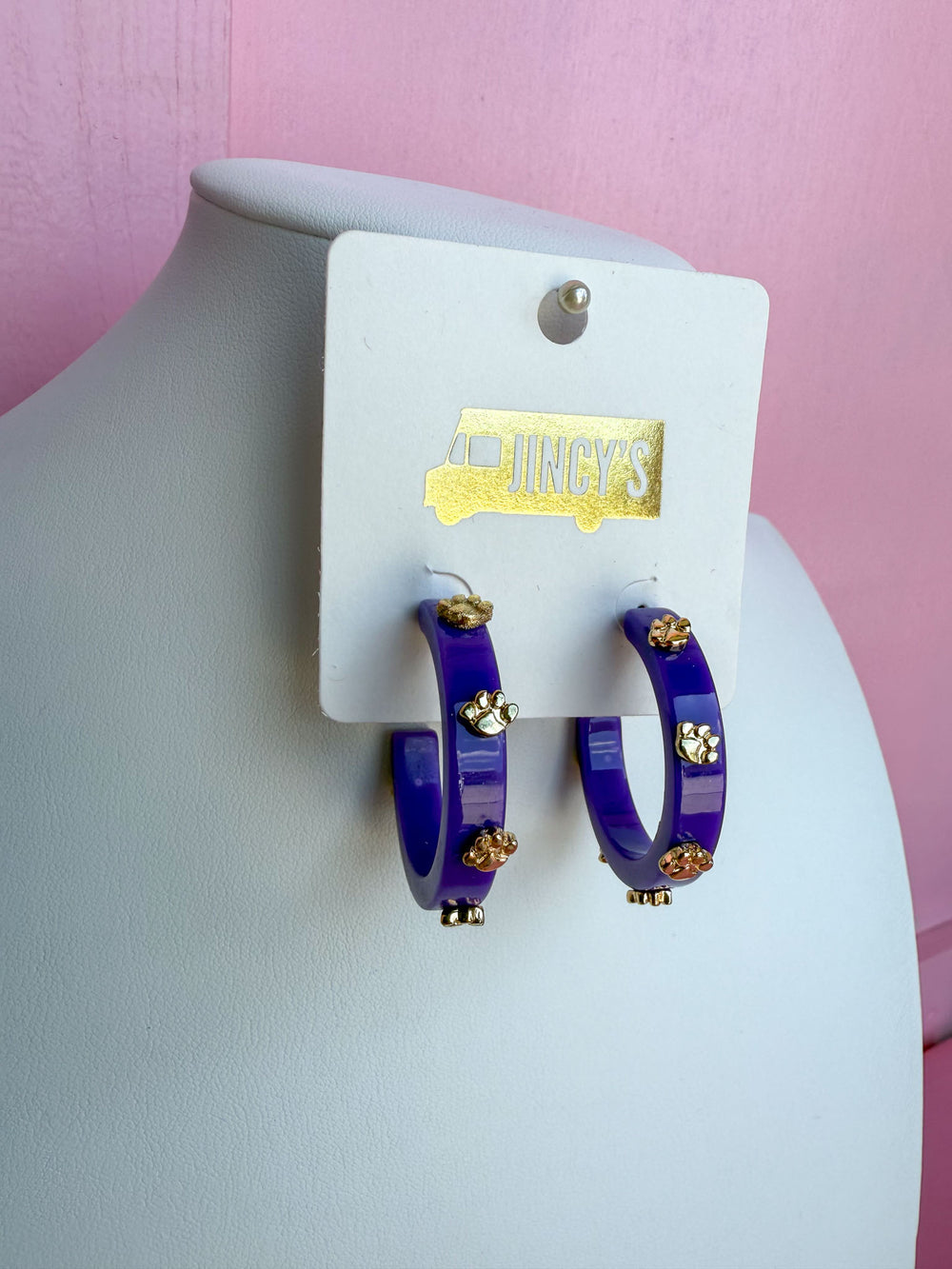 Purple Acrylic Paw Print Hoop