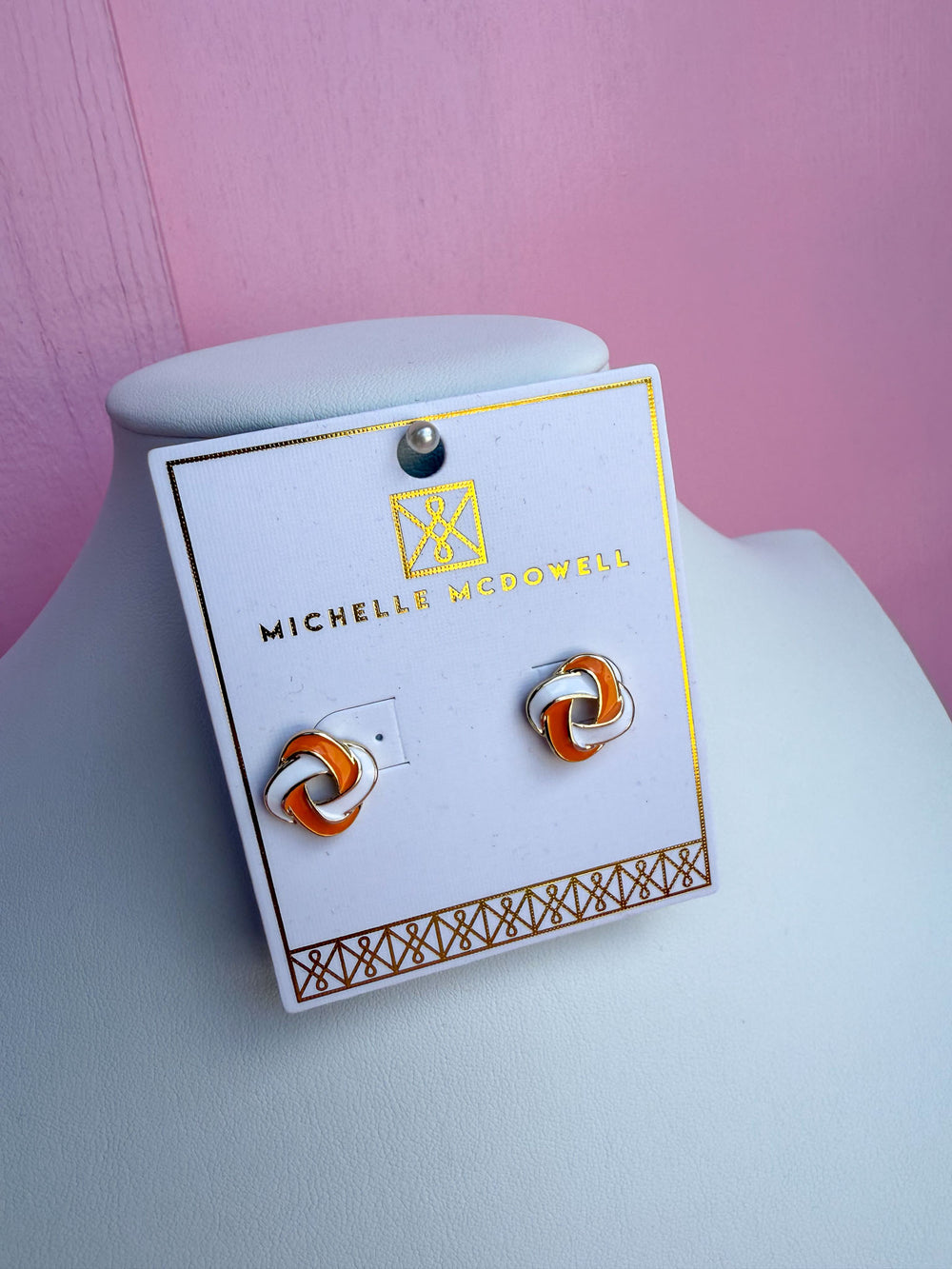 Michelle McDowell | Annie Earrings - Orange & White