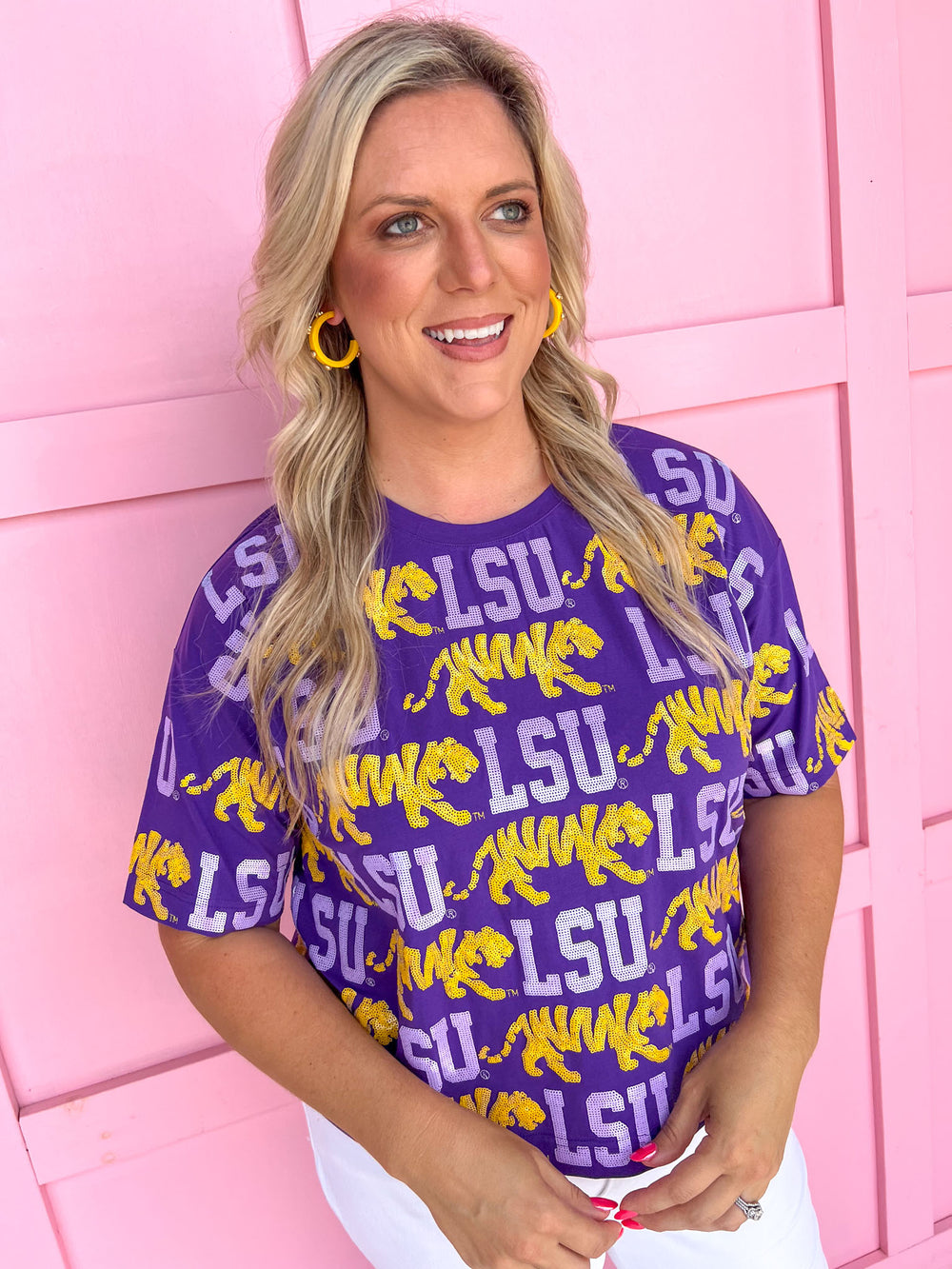 Stewart Simmons | Sequin Repeat Tee - LSU®