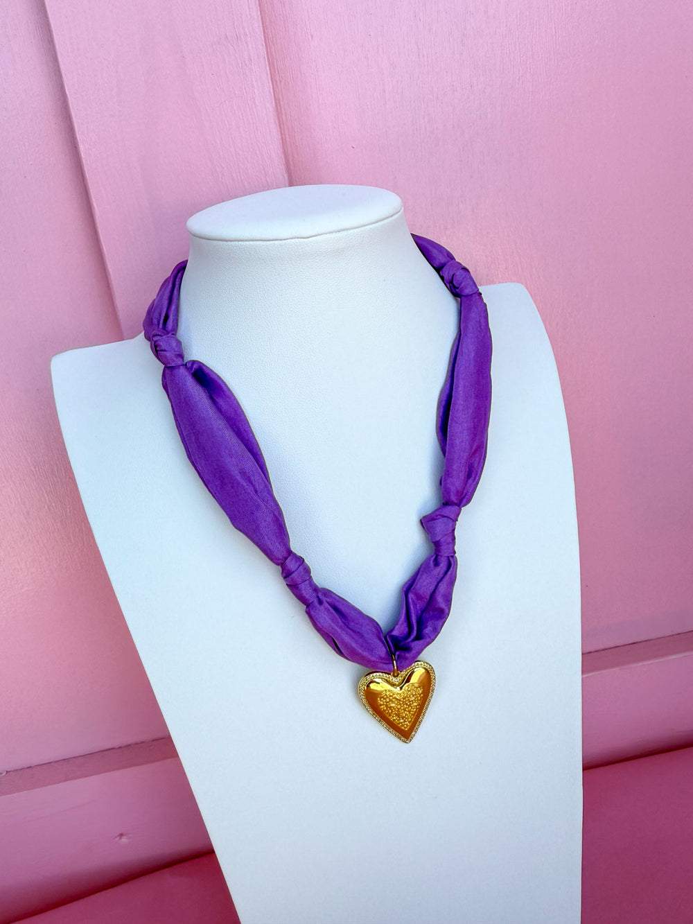 Hart Designs | Orchid Mist Hammered Heart Scarf Necklace