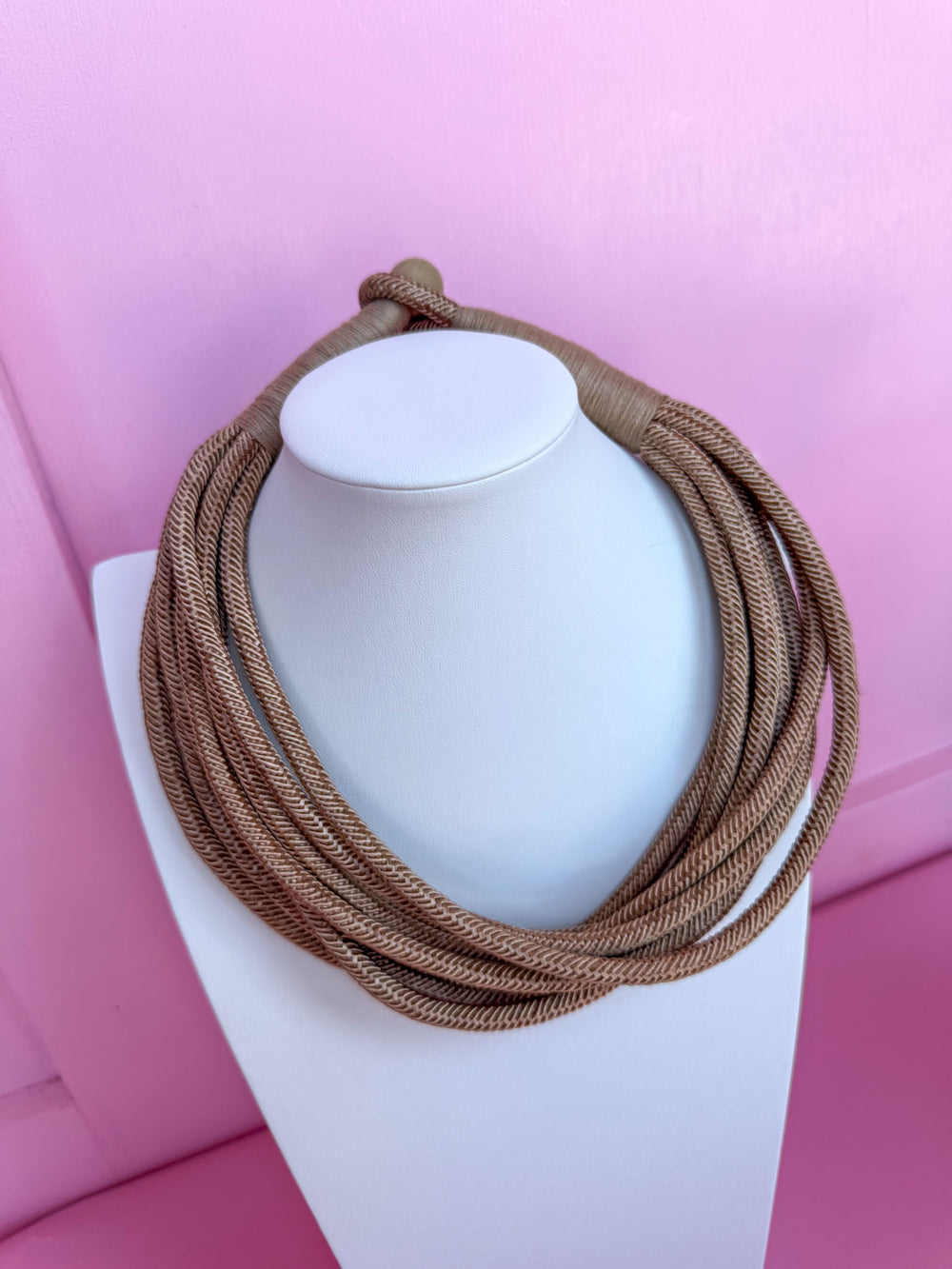 Slub Rope Multi Strand Slub Rope Necklace - Caramel