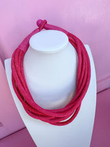 Multi Strand Slub Rope Necklace - Pink