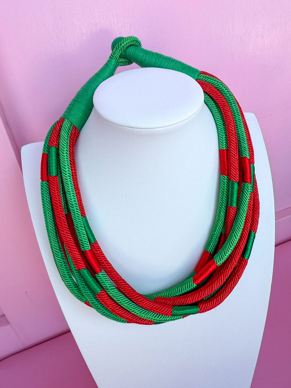 Make A Statement Necklace - Red/Green