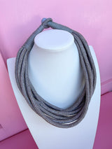 Multi Strand Slub Rope Necklace - Grey Fox