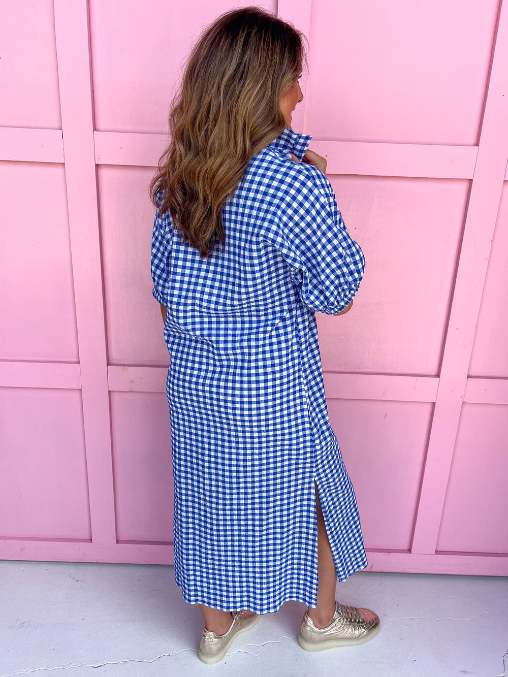 ADRIENNE | Blakely Dress - Royal Seer Gingham