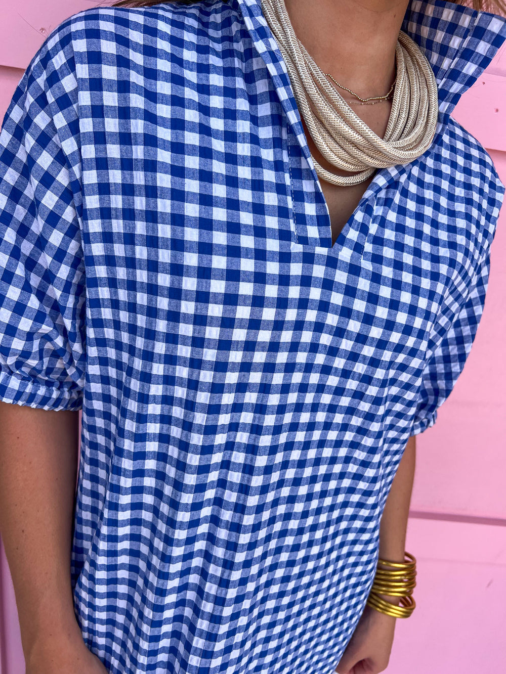 ADRIENNE | Blakely Dress - Royal Seer Gingham