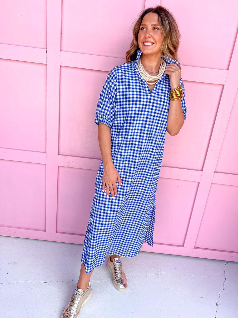 ADRIENNE | Blakely Dress - Royal Seer Gingham
