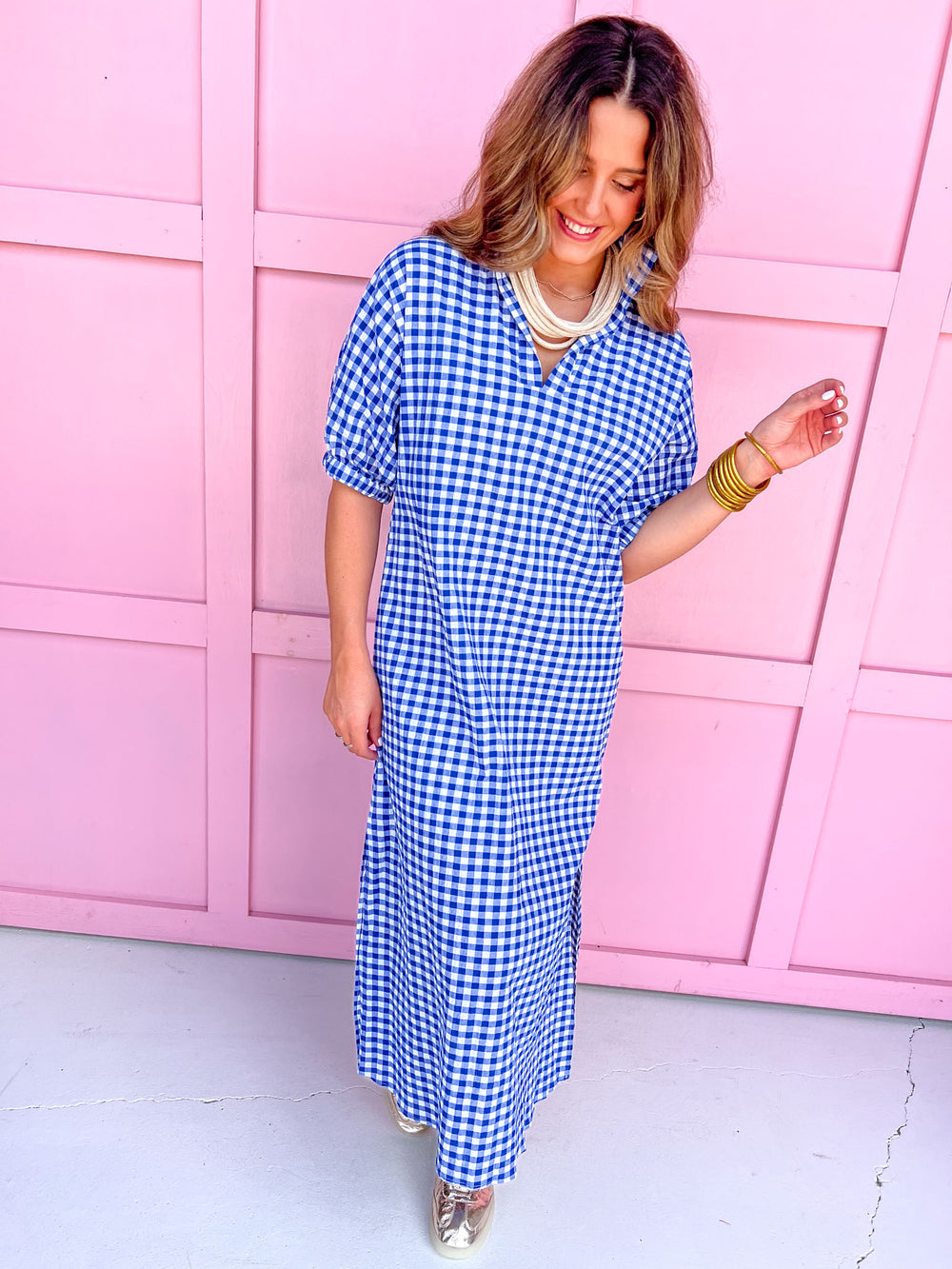 ADRIENNE | Blakely Dress - Royal Seer Gingham