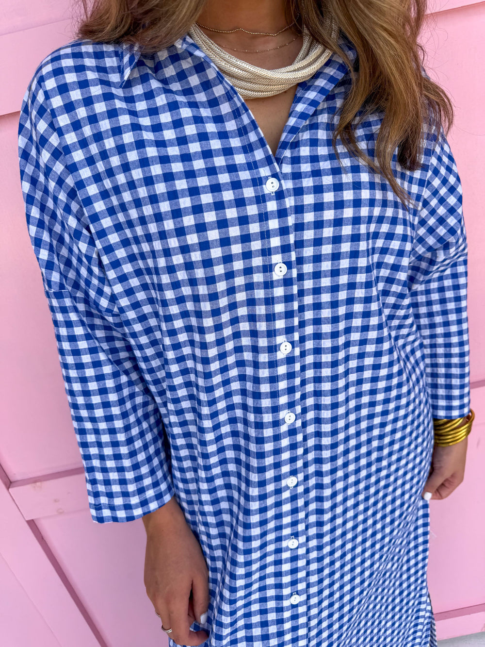 ADRIENNE | Regan Dress - Royal Seer Gingham