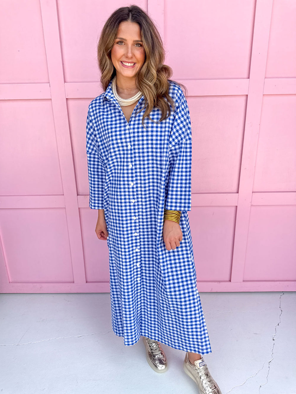 ADRIENNE | Regan Dress - Royal Seer Gingham